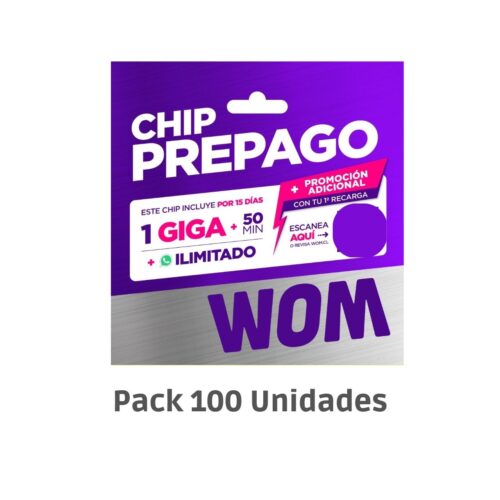 Chip Prepago WOM Pack 100 Unidades