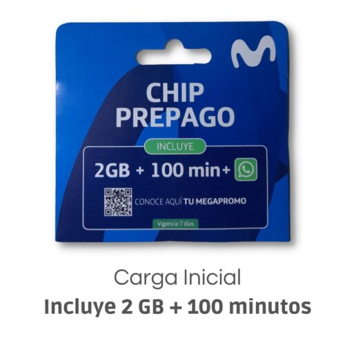 Chip Prepago Movistar incluye 2 Giga y 100 minutos