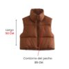 Parka Puffer Standard Mujer Sin Mangas Color Marrón - Imagen 5