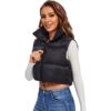 Parka Puffer Standard Mujer Sin Mangas Color Negro