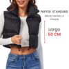 Parka Puffer Standard Mujer Sin Mangas Color Negro - Imagen 4