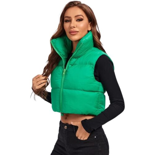 Parka Puffer Sin Mangas para mujer Color Verde