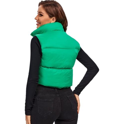 Parka Puffer Sin Mangas para mujer Color Verde