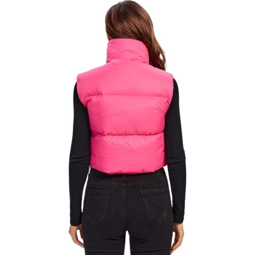 Parka Puffer Sin Mangas para mujer Color Fucsia