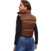 Parka Puffer Standard Mujer Sin Mangas Color Marrón - Imagen 2
