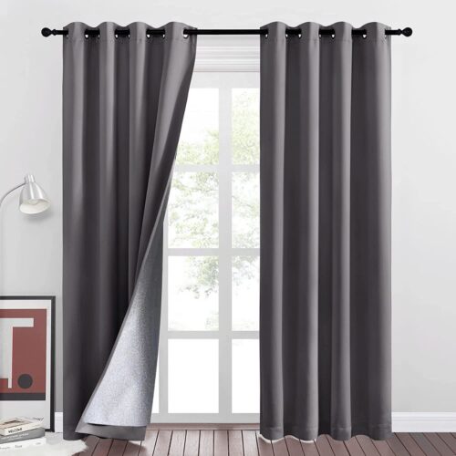 Cortinas 100% Blackout Gris Oscuro 2 Paños Térmica 140x230