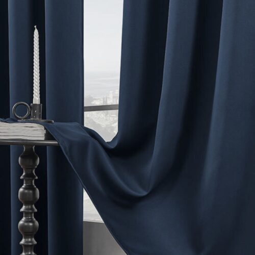 Cortinas 100% Blackout Azul Marino 2 Paños Térmica 140x220