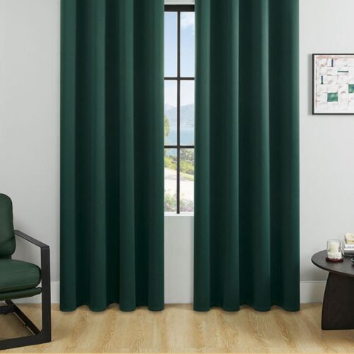 Cortinas 100% Blackout Verde 2 Paños Térmica 140x220