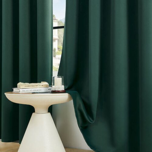 Cortinas 100% Blackout Verde 2 Paños Térmica 140x220